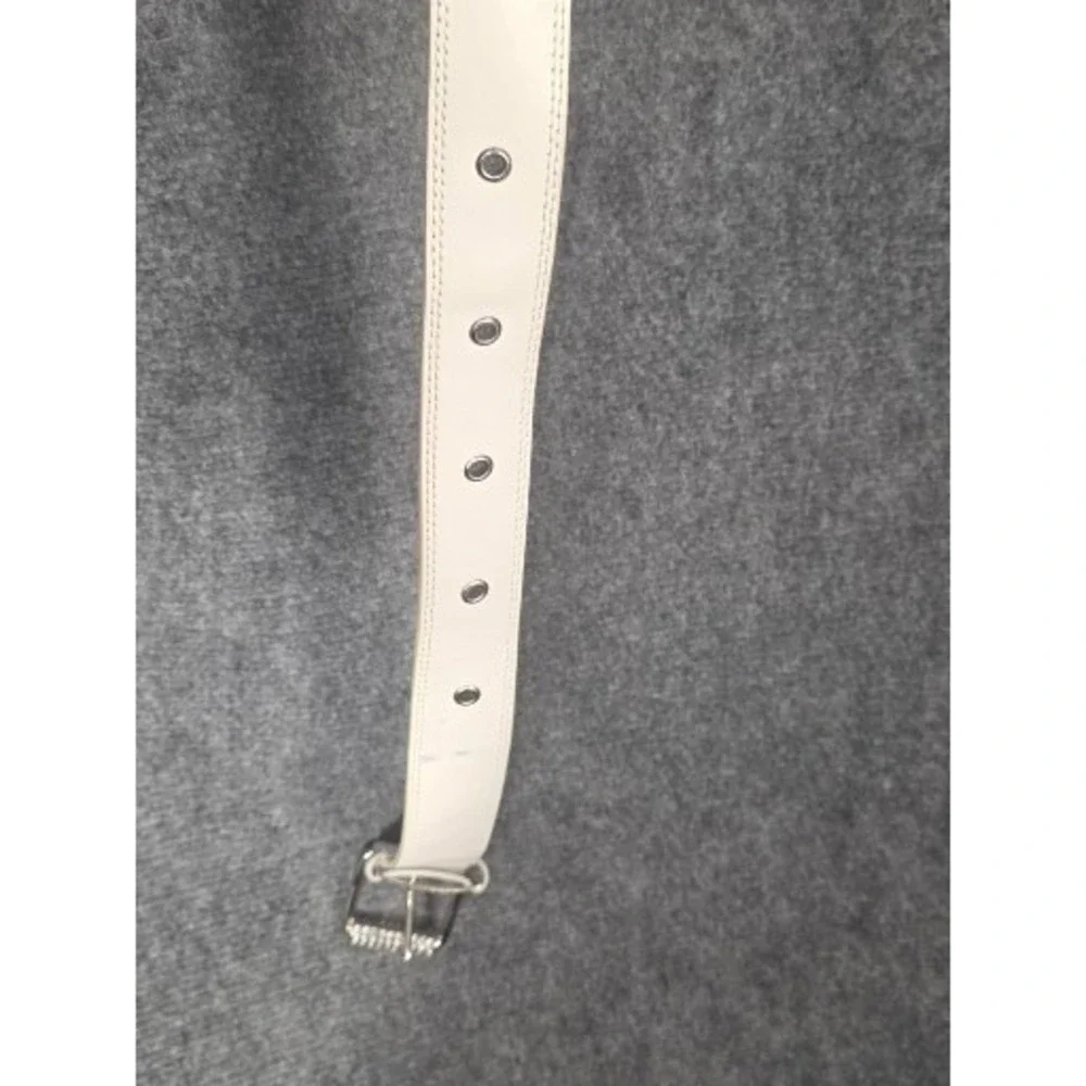 Mudd Womens White‎ Genuine Leather Rhinestone Buckle Belt Size XL Style B385M